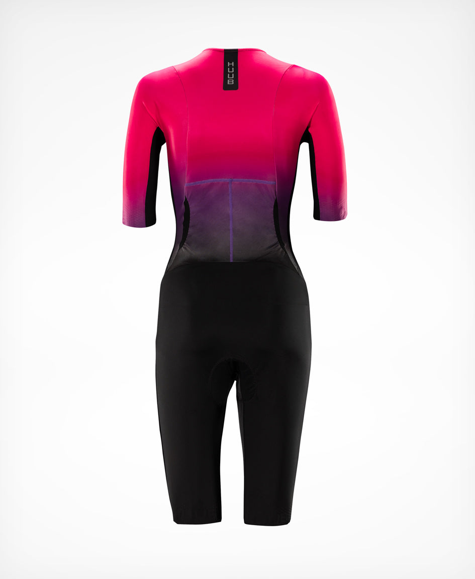 HUUB TC Performance Tri Suit Black Rose Women’s – long sleeve, quick dry, mesh, aero rear pockets, 3D pad