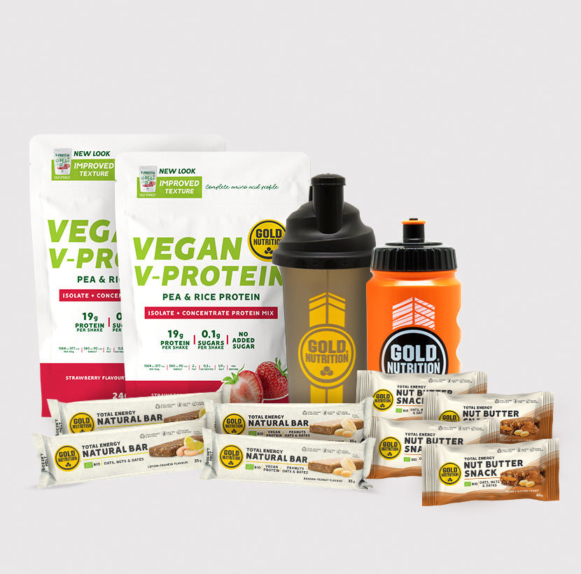 Vegan Sports Starter Kit with V-Protein, Natural Bars, and Nut Butter Snacks