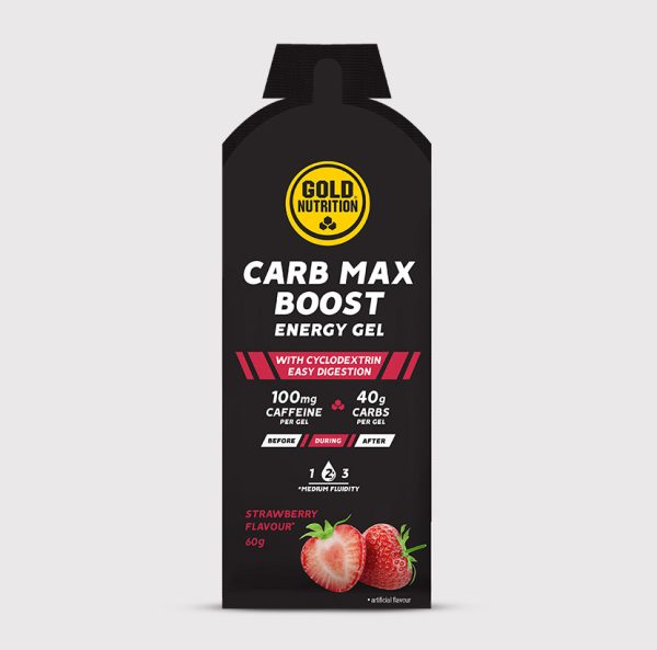 Carb Max Boost Energy Gel with caffeine for enhanced performance and sustained energy.